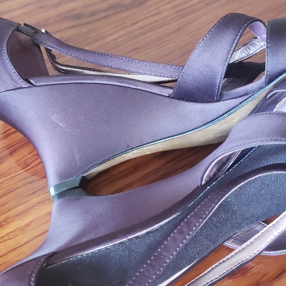 Antonio Melanie Wedge Platform Satin Sandal Purple Strappy Open Toe Shoe Sz 10M - Picture 14 of 14